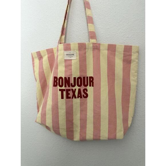 Sézane Canvas Striped Cotton Canvas Contemporary Texas Tote Bag - Picture 2 of 5